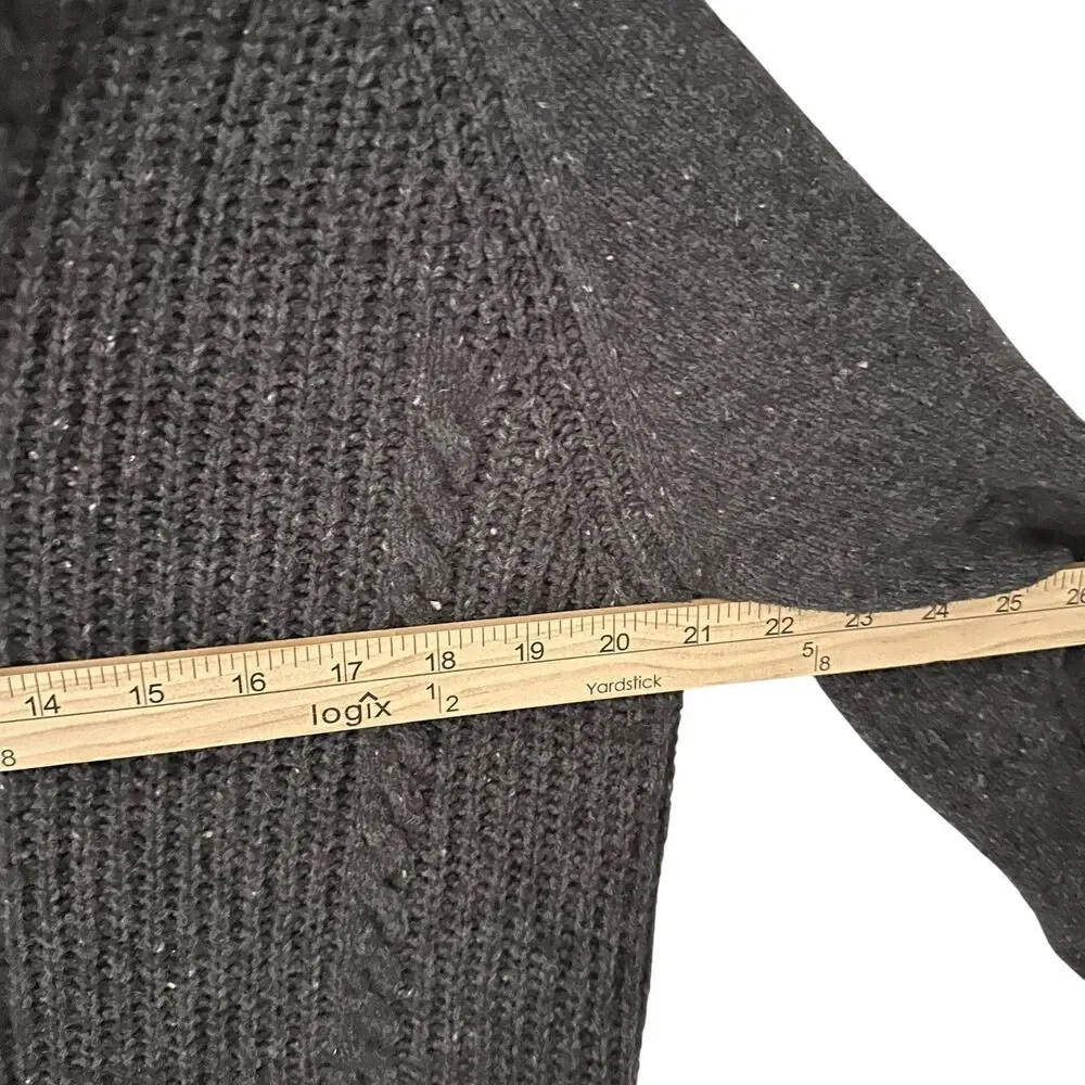 Irelandseye Men's Dark Grey Wool and Cashmere 1/4 Zip‎ Cableknit Sweater S - Picture 5 of 6